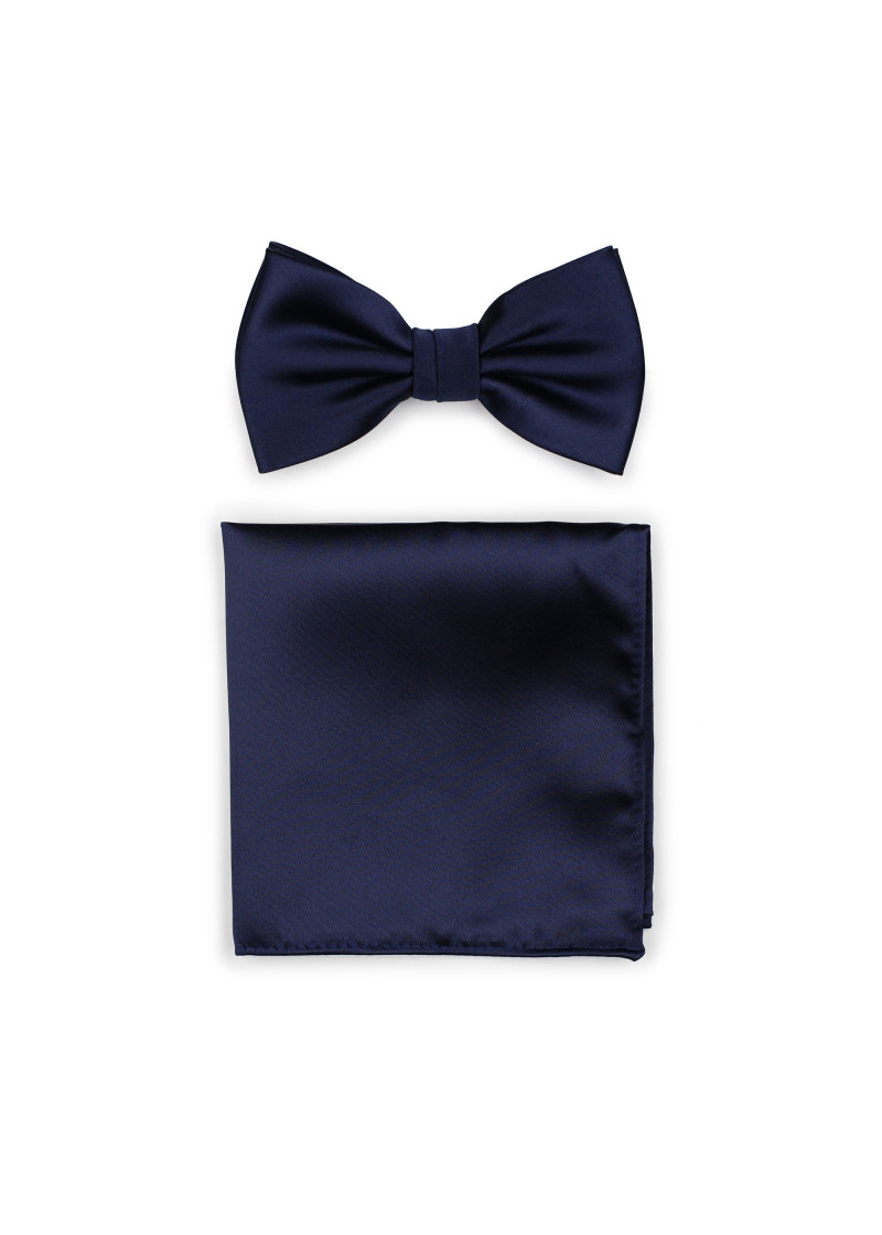 Set papillon: papillon blu scuro e fazzoletto da