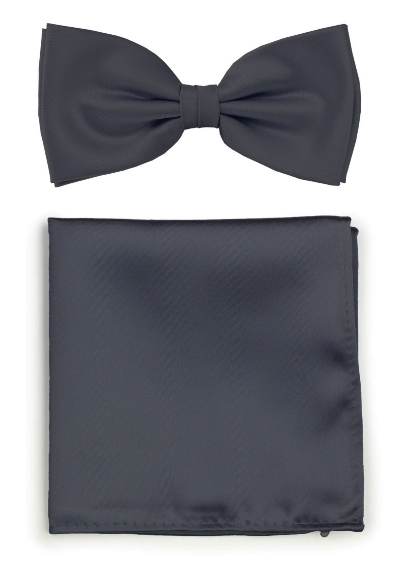 Set papillon grigio scuro: papillon con fazzoletto