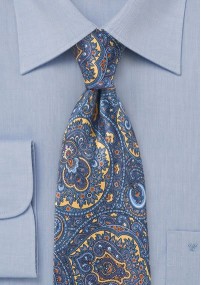 Cravatta seta celeste giallo blu