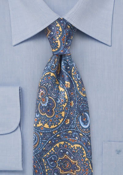 Cravatta seta celeste giallo blu