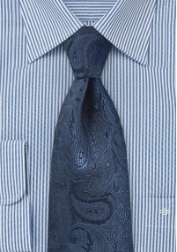 Cravatta elegante con motivo Paisley blu navy