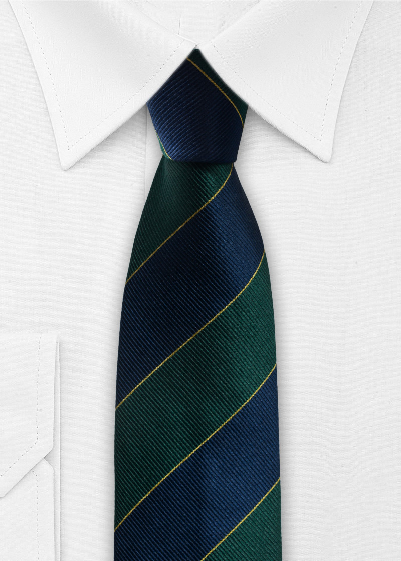Cravatta di seta a righe (blu scuro/verde abete)