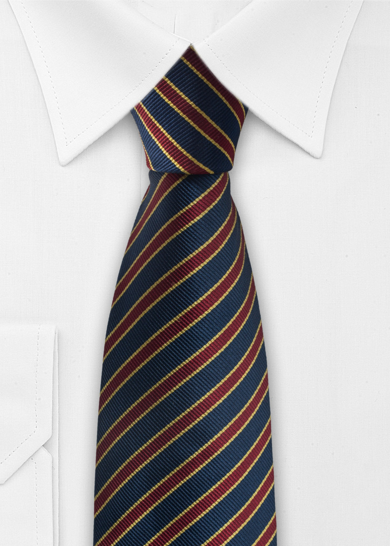 Cravatta in pura seta (blu scuro, rosso rubino,