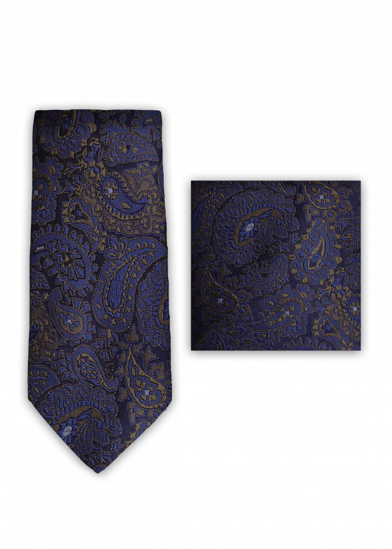 Set di cravatte in tessuto paisley blu scuro