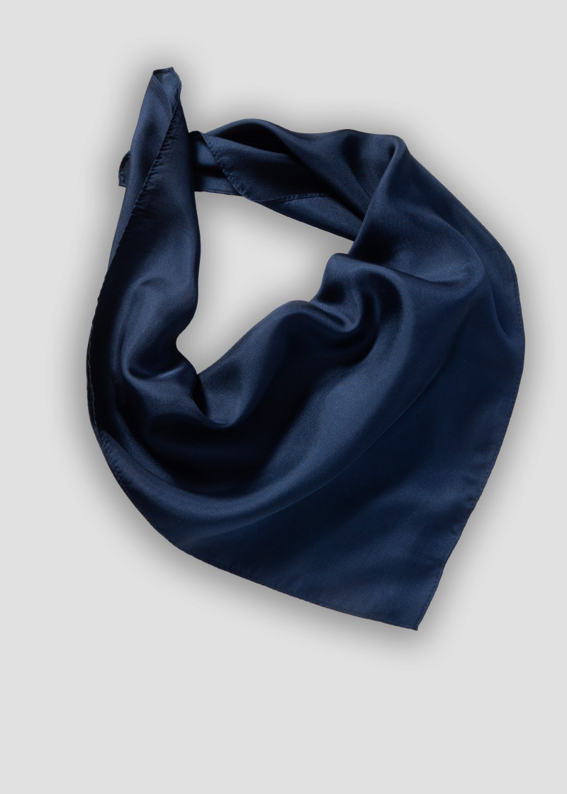 Sciarpa di seta blu notte unicolore