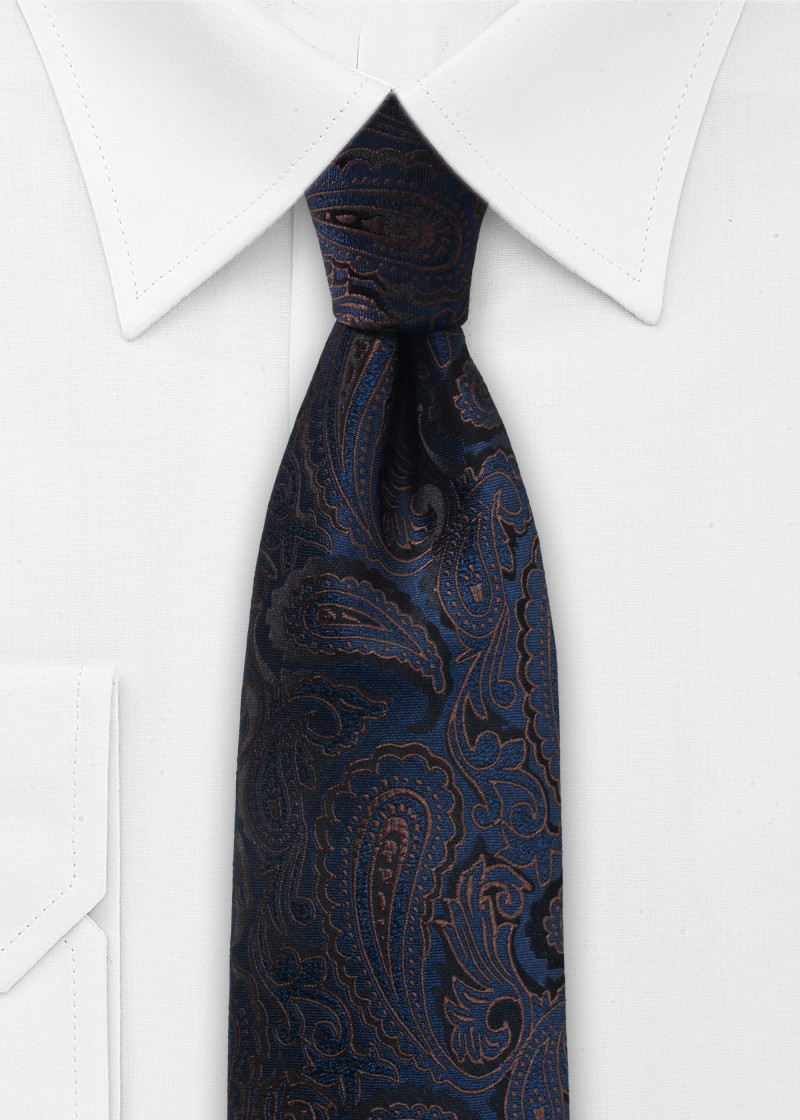 Cravatta in seta con motivo paisley (blu notte)