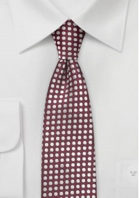 Cravatta stretta bordeaux bianchi