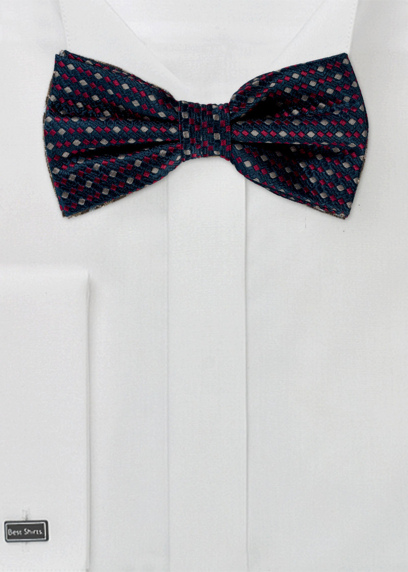 Papillon in seta - Blu scuro con microfantasia