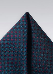 Fazzoletto di seta blu scuro a pois rossi...
