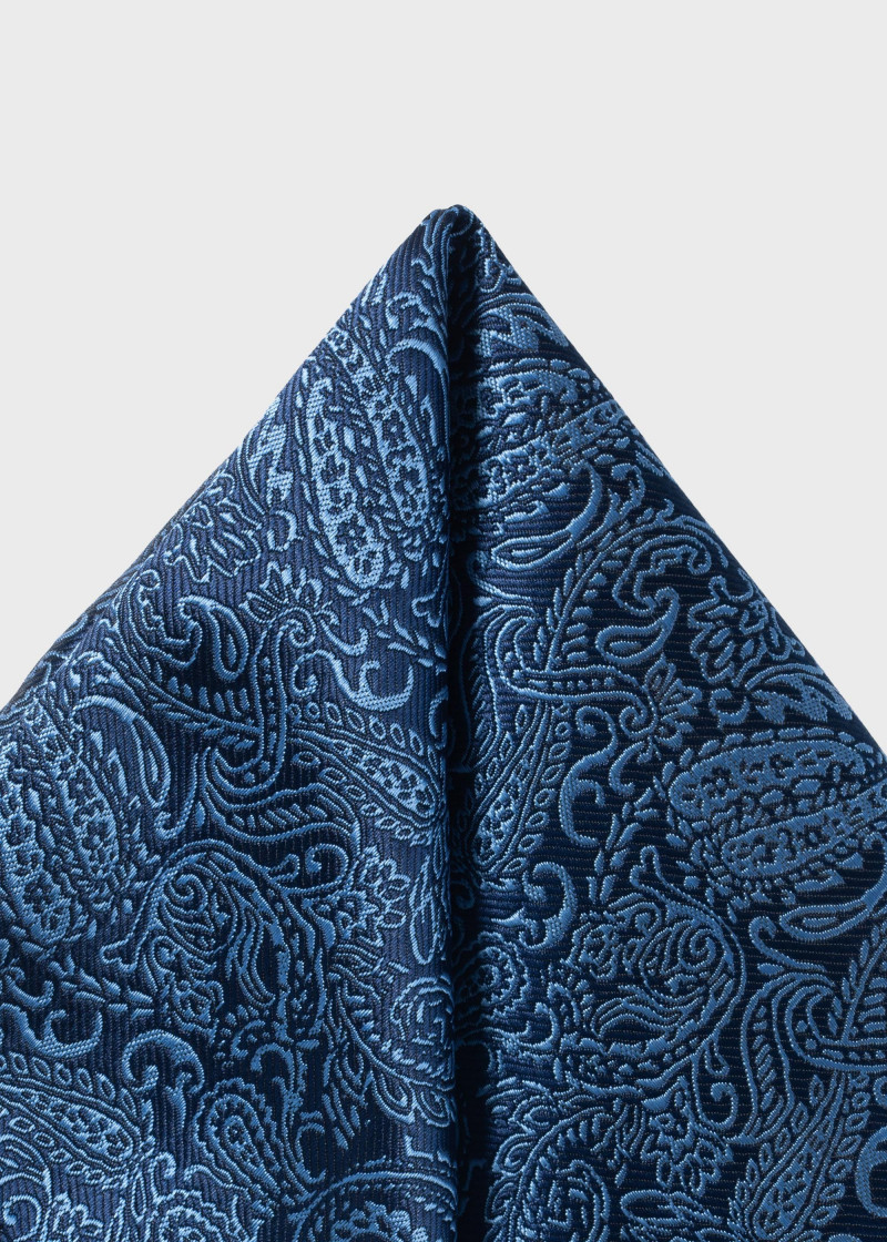 Piazza da taschino con motivo paisley blu royal