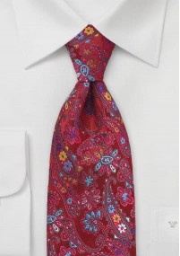Cravatta a clip con design floreale rosso...