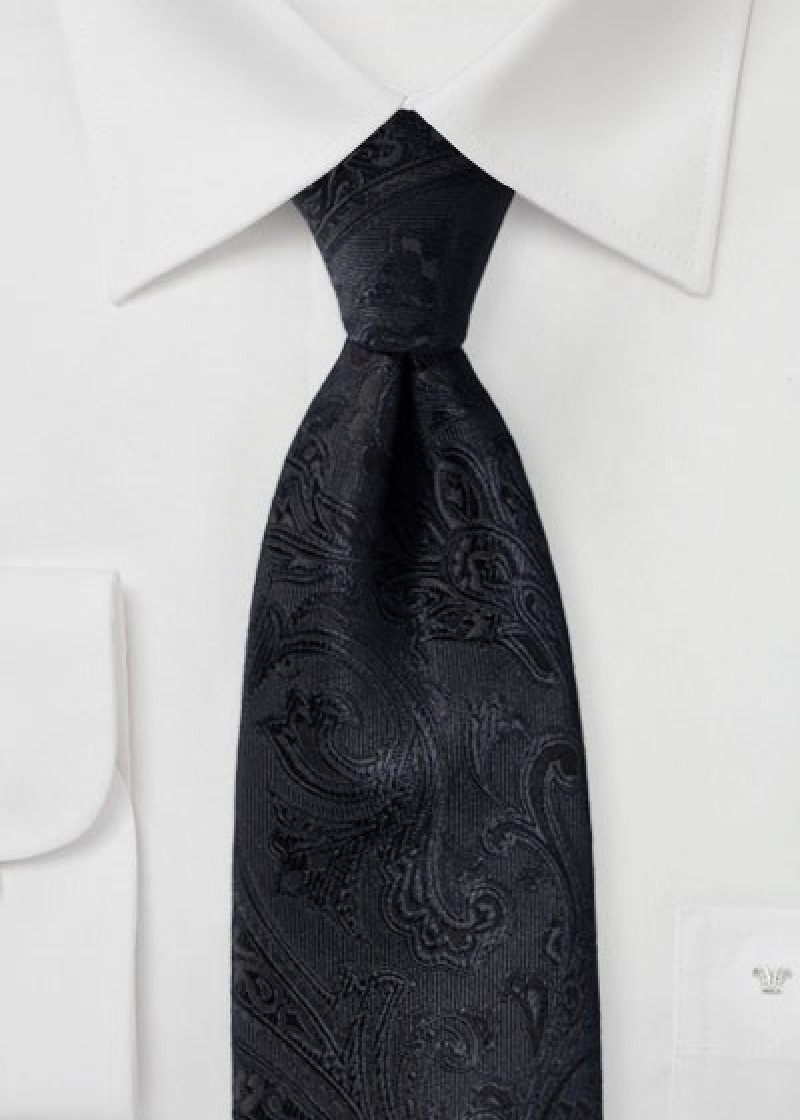 Cravatta colta motivo paisley nero