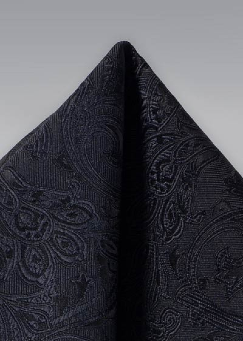 Quadretto da taschino con motivo paisley in nero