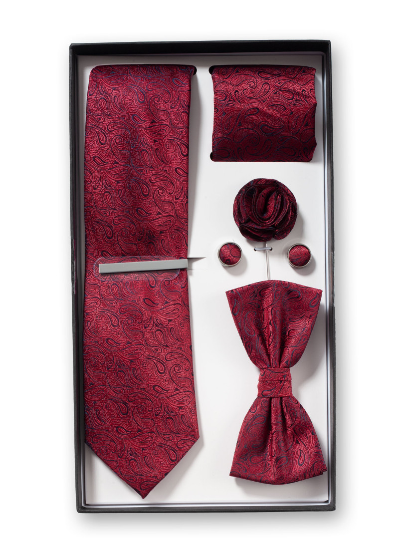 Confezione regalo motivo Paisley rosso con