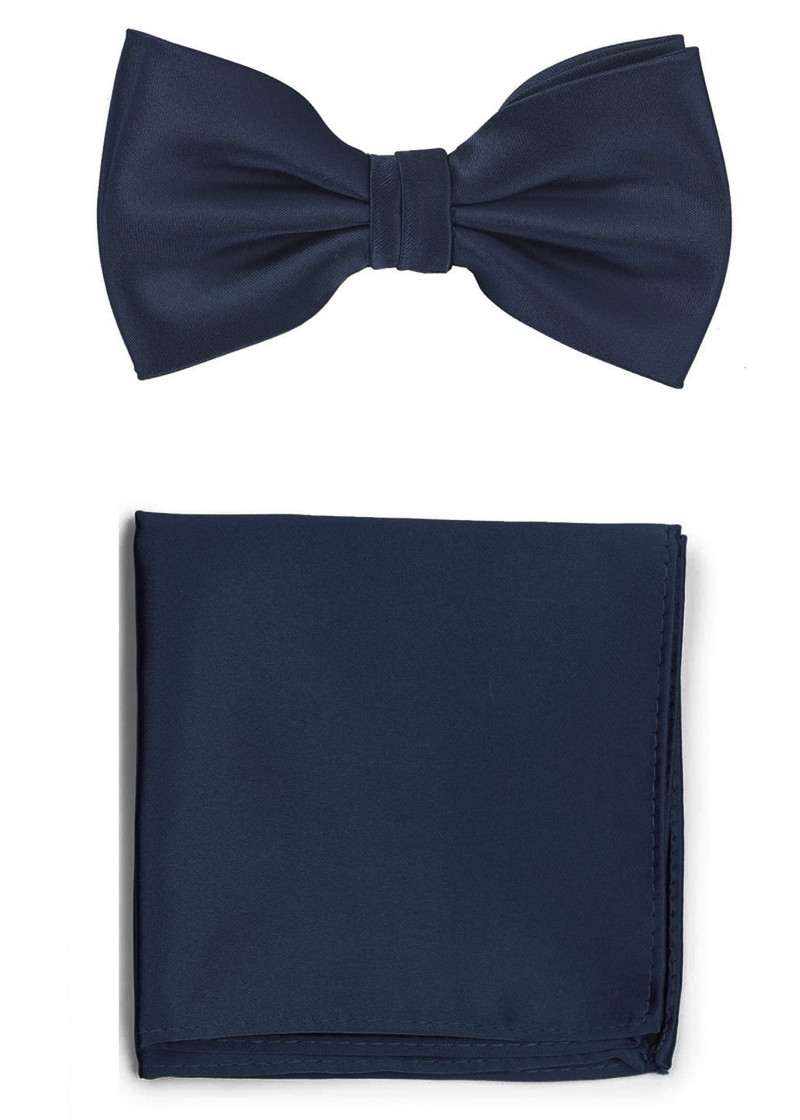 Papillon e fazzoletto in blu scuro