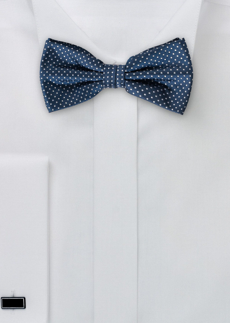Papillon blu scuro a pois bianchi