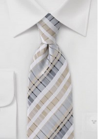 Stylische Krawatte ungewöhnliches Karo-Muster hellbraun