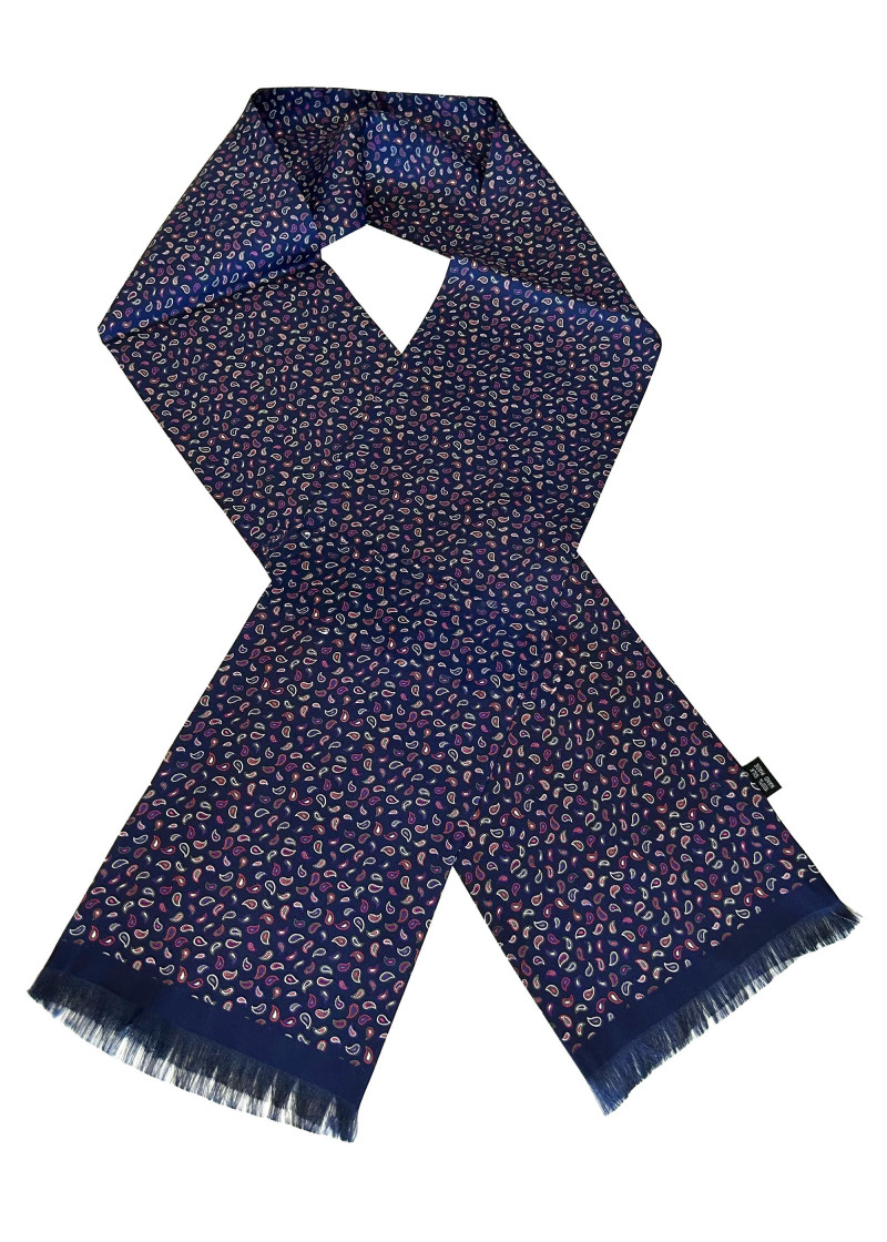 Sciarpa a cravatta piccola con motivo Paisley Blu
