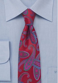 Cravatta Paisleys stretta rossa media