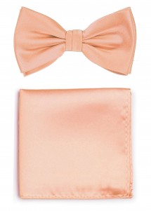 Papillon da uomo albicocca con fazzoletto...