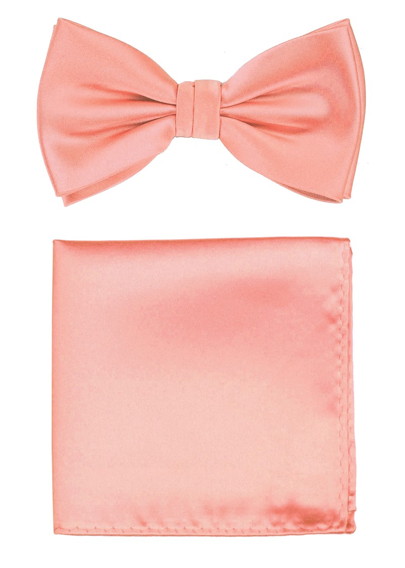 Set di papillon con fazzoletto da taschino in rosa