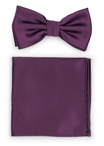 Papillon e fazzoletto da taschino viola