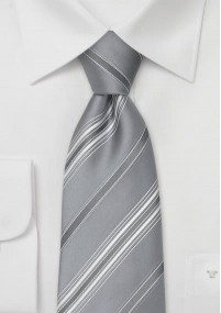 Cravatta argento righe bianche