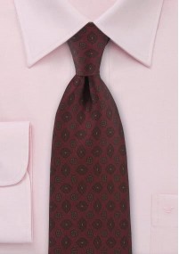 Cravatta motivo vegetativo rosso bordeaux
