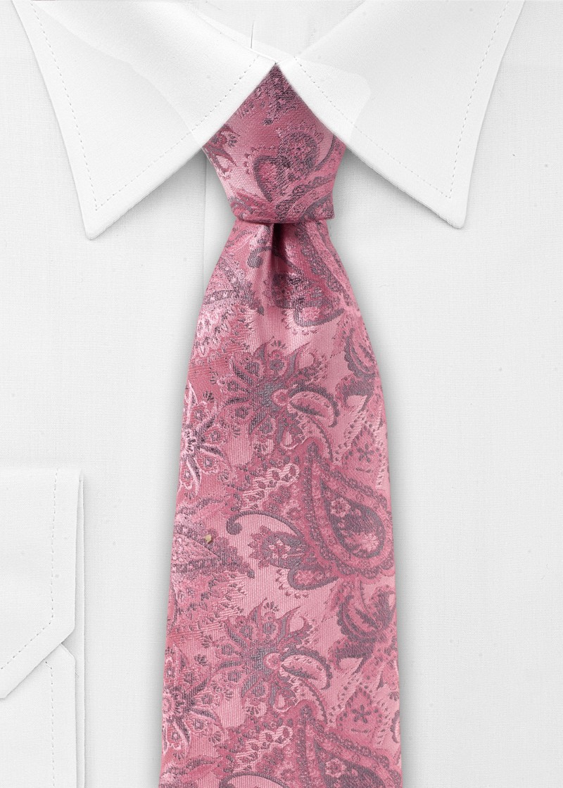 Cravatta in rosé scintillante con motivo paisley