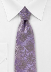 Cravatta viola con motivo paisley verde scuro