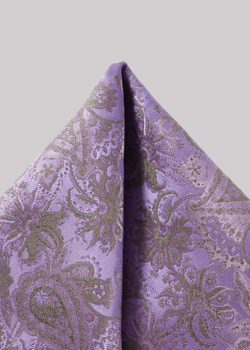 Fazzoletto da taschino in viola con motivo paisley