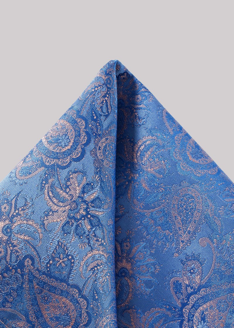 Fazzoletto da taschino in blu lucido con paisley