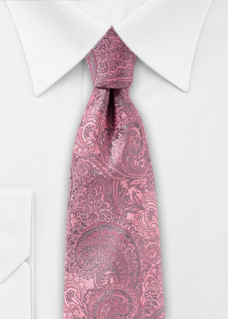 Cravatta rosa chiaro con motivo paisley