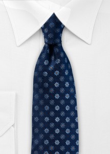 Cravatta blu scuro con motivo floreale in...