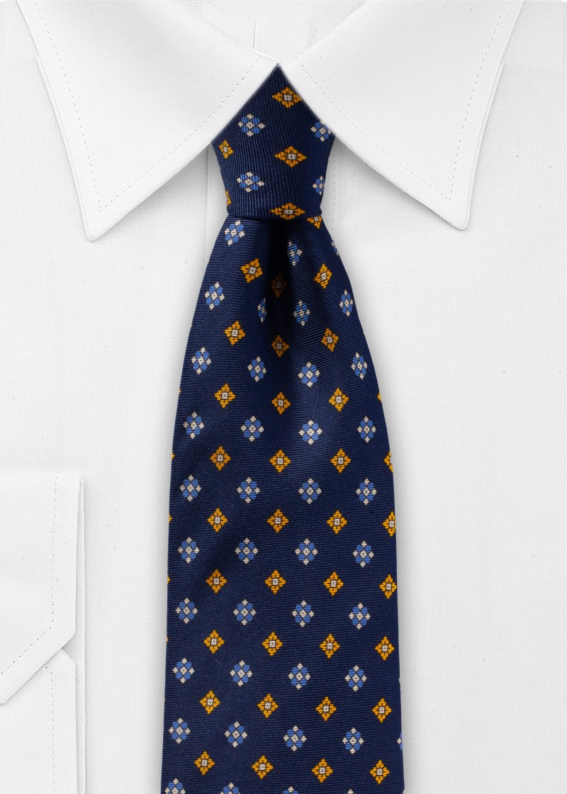 Cravatta blu marino fiori