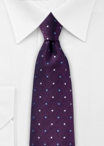 Cravatta viola con pois bianco/blu