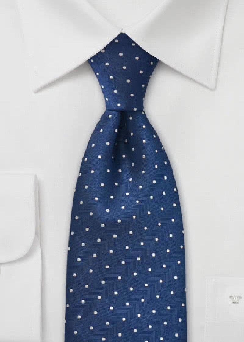 Clip cravatta a pois blu navy argento