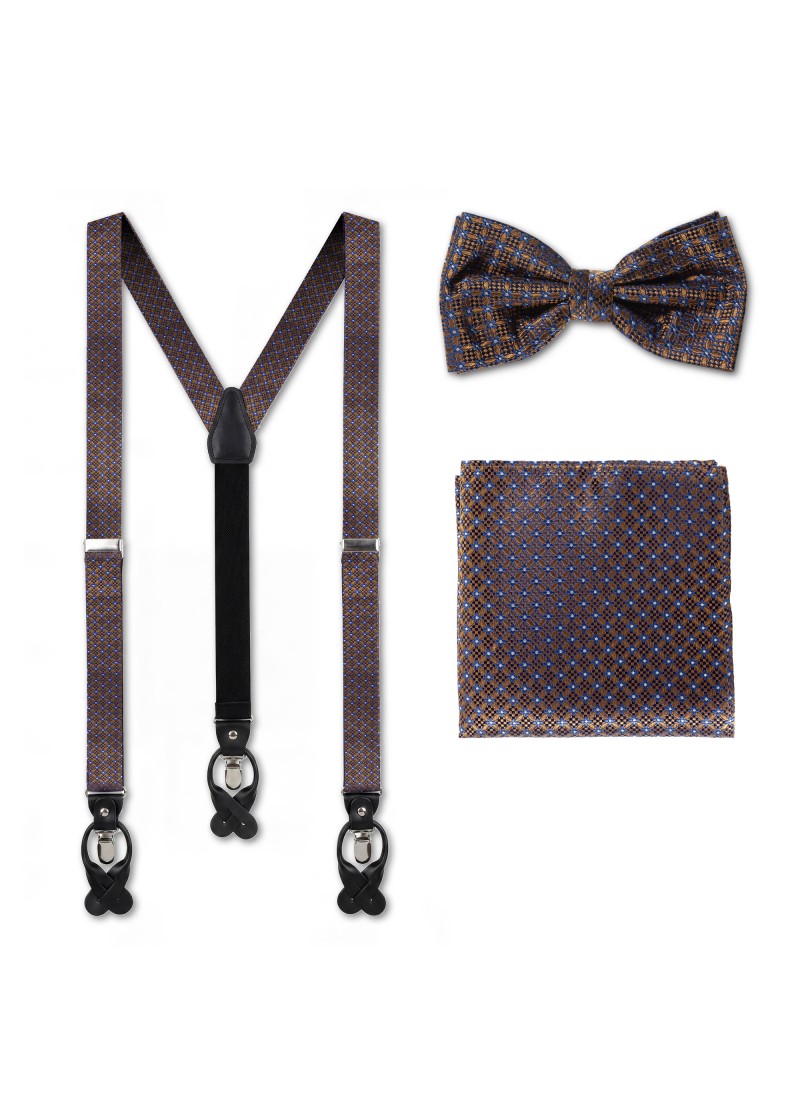 Set di bretelle, papillon e fazzoletto