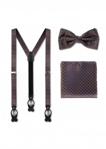 Set di bretelle, papillon e fazzoletto...