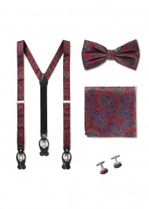 Set di accessori in rosso con paisley:...