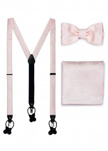 Set papillon da uomo bretelle paisley rosa...
