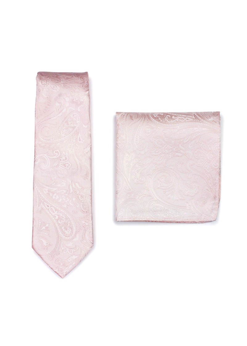 Set di cravatte e scialli paisley rosa pallido