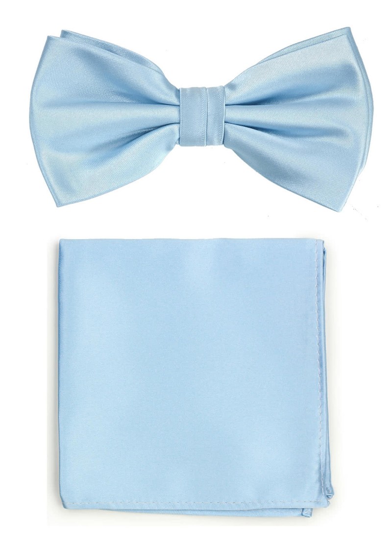 Papillon e fazzoletto da taschino da uomo in blu