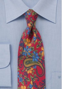 Cravatta da uomo con motivo floreale rosso