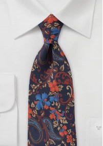 Cravatta con motivo floreale blu navy