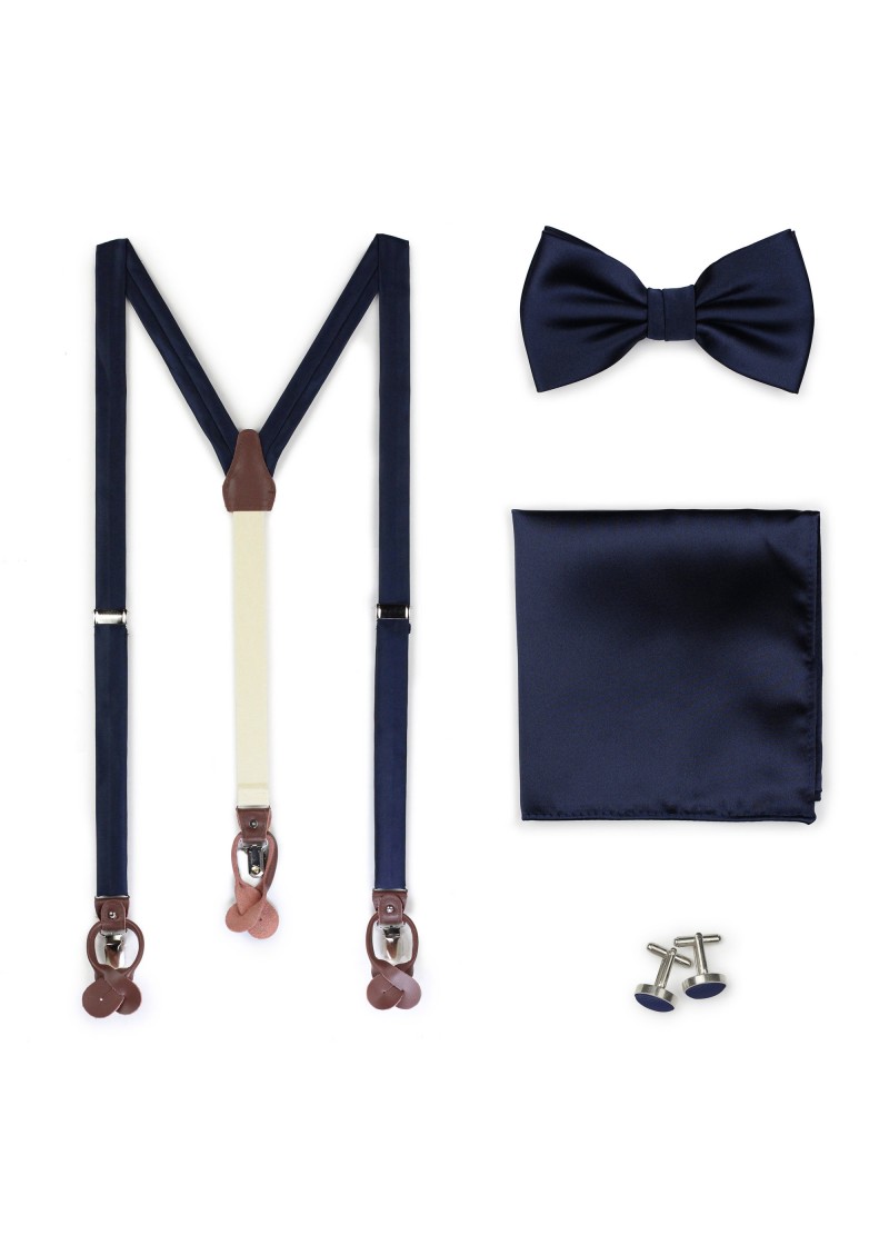 Set: bretelle, papillon da uomo, pochette e