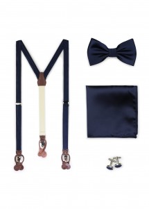 Set: bretelle, papillon da uomo, pochette...