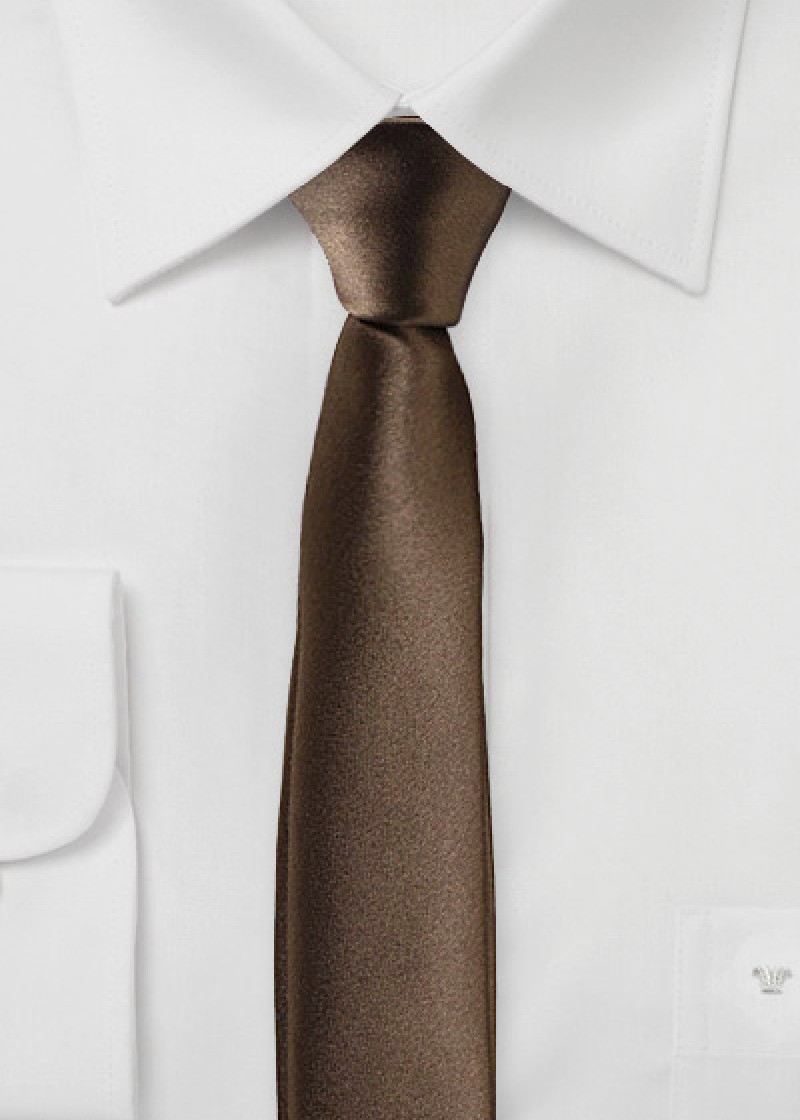 Cravatta extra stretta marrone scuro