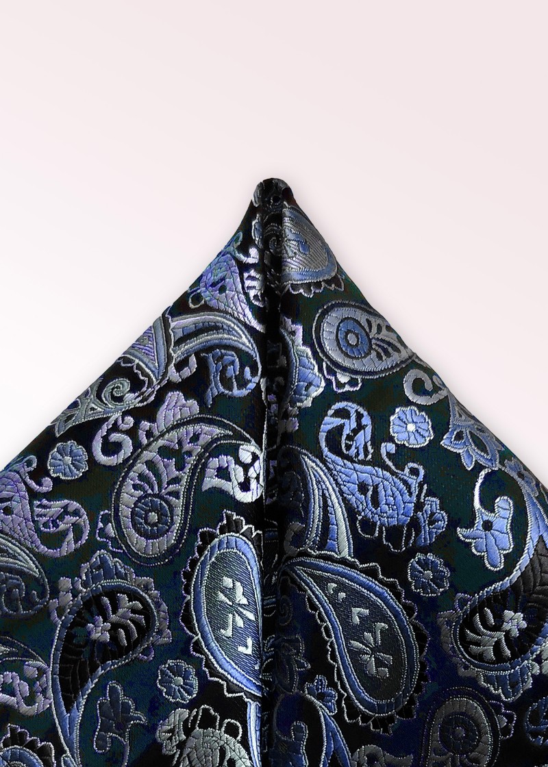 Sciarpa decorativa motivo paisley notte nero
