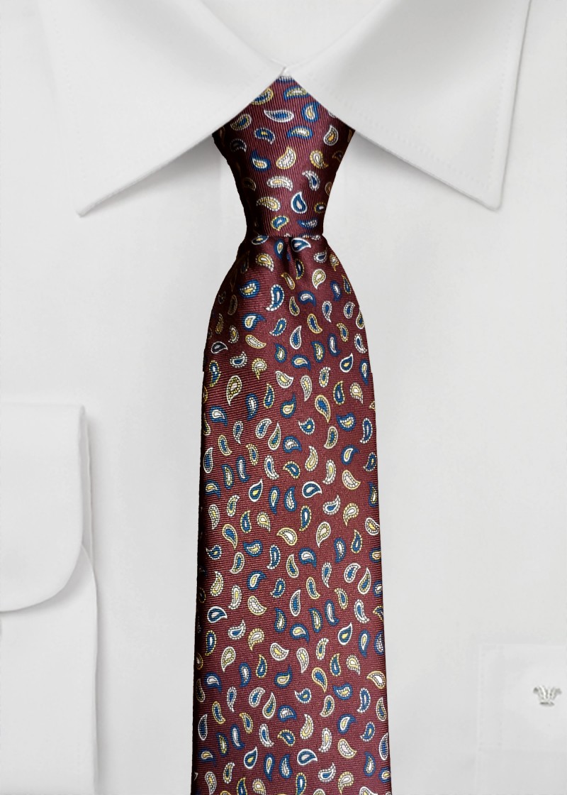 Cravatta da uomo con motivo paisley piccolo in